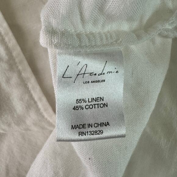 L'ACADEMIE Top Medium Safari Crop Revolve Button Front Shoulder Epaulettes Linen - Picture 12 of 14